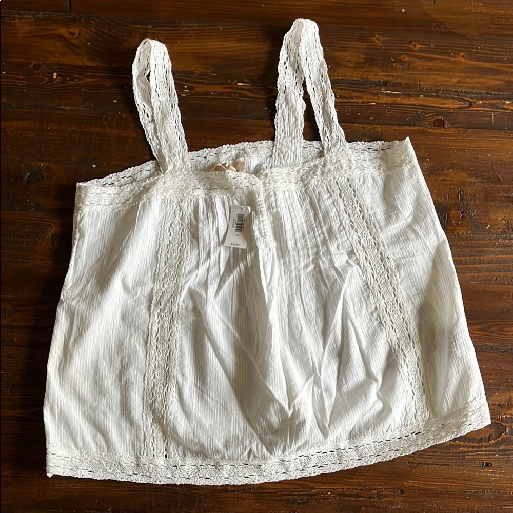 GAP White Lace Trim Tank Top